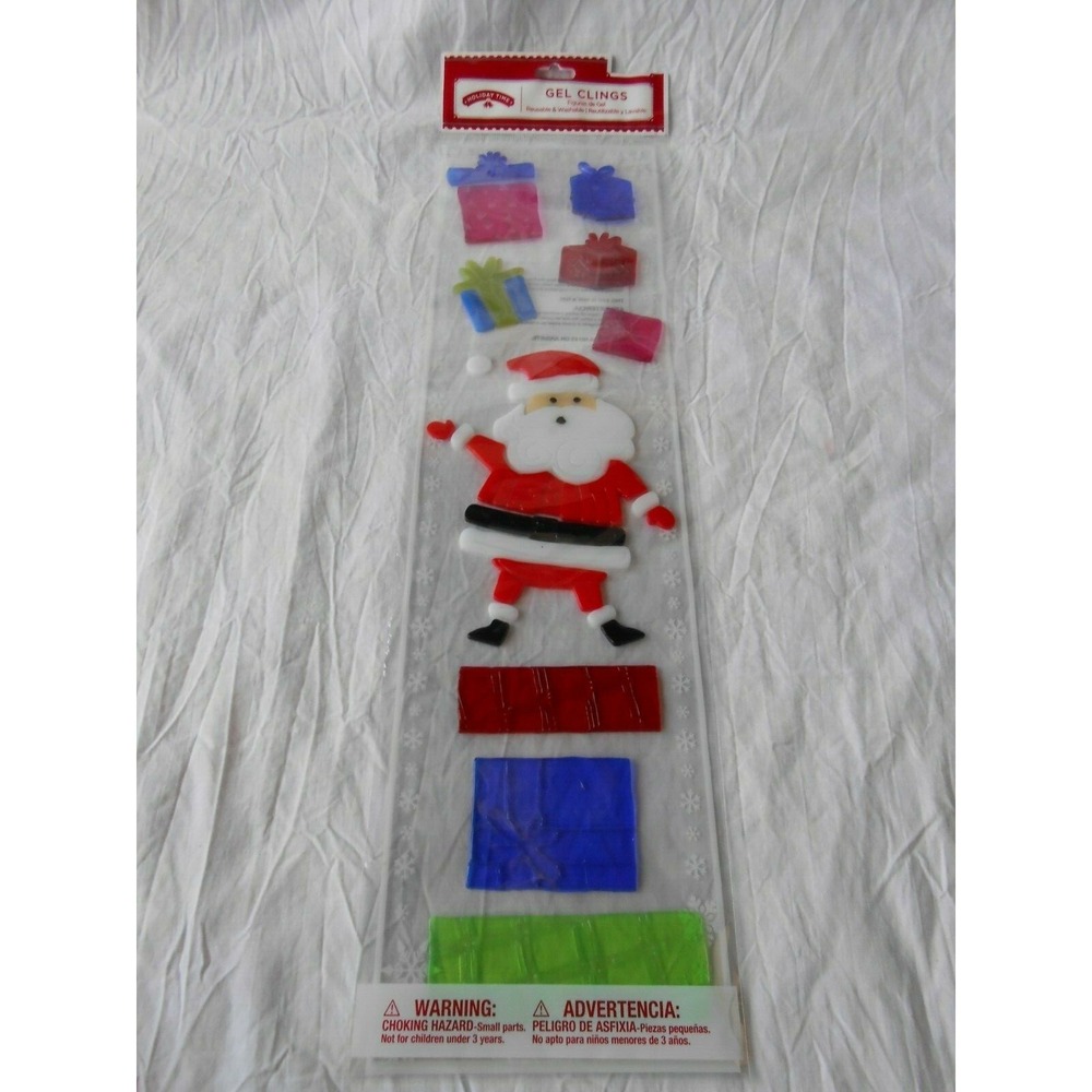 NEW‎ Merry Christmas Winter Santa Claus Presents Chimney window Gel Clings 28 pc